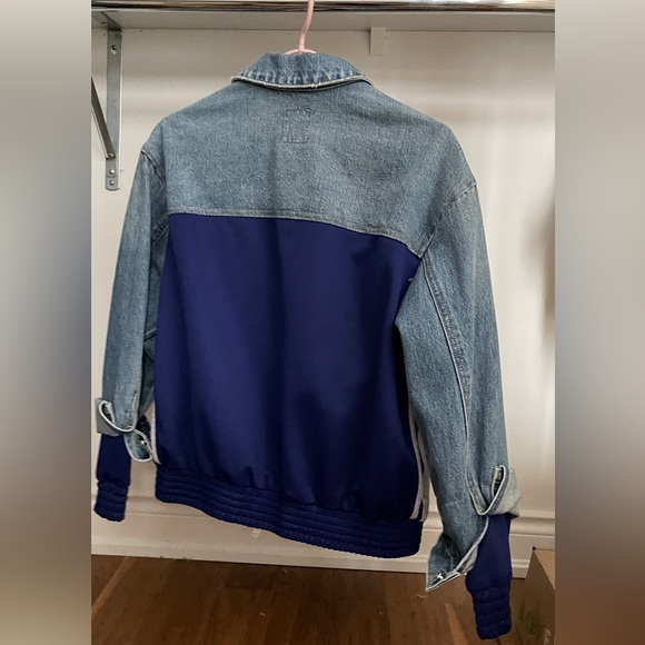 Korean Designer brand SJYP Denim and Contrast Fabric Athletic Jacket Size S - Picture 2 of 2